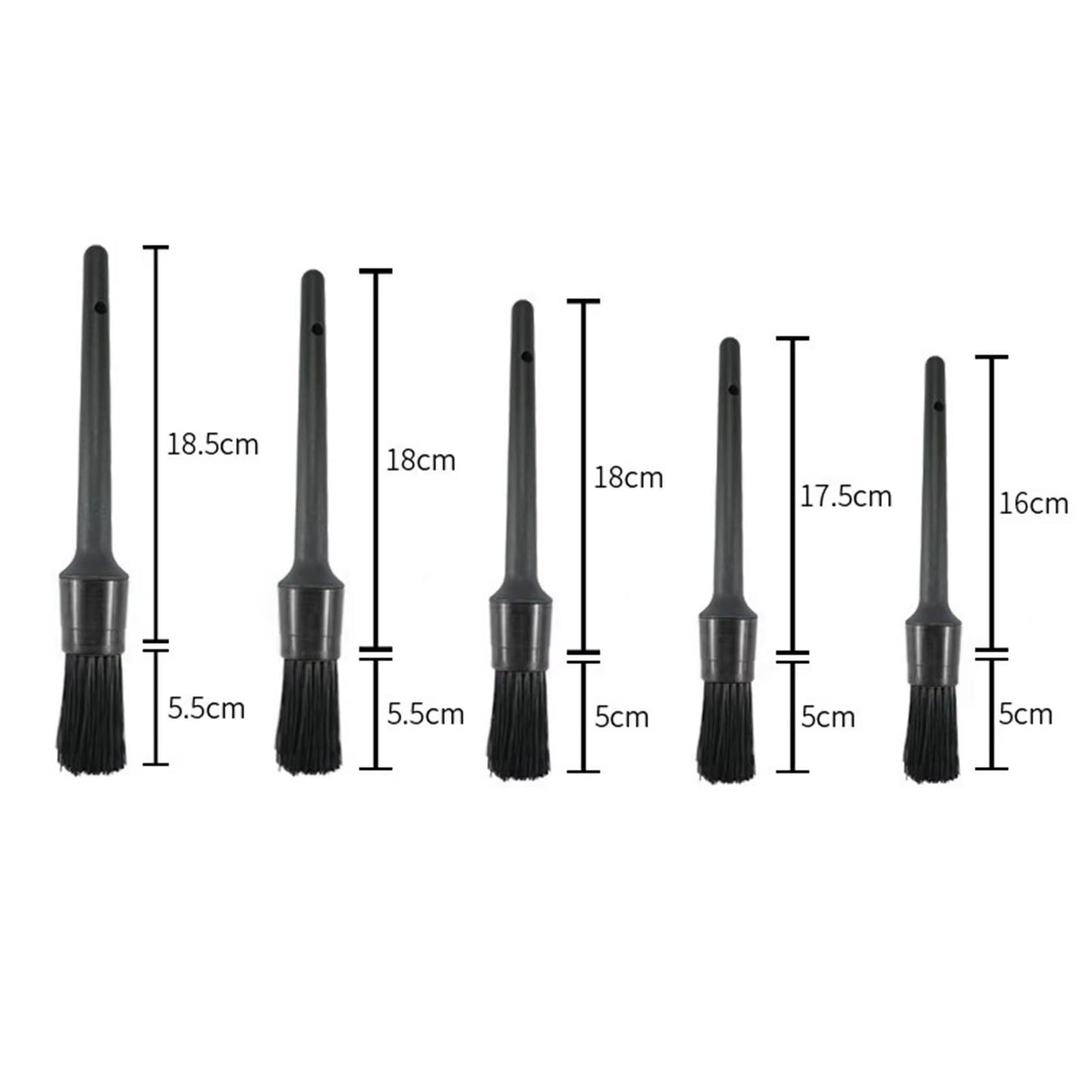 1/5X Car Detail Cleaning Brush Car Detailing Brush Set 5 Sizes for Cleaning Car Interior Air Vent Automotive Brushes Kit Black