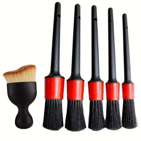 6Pcs Car Wash Care Detailing Brush Set,For Cleaning Wheels, Dashboards, Vents and More,Car Cleaning Brushes, Car Accessories