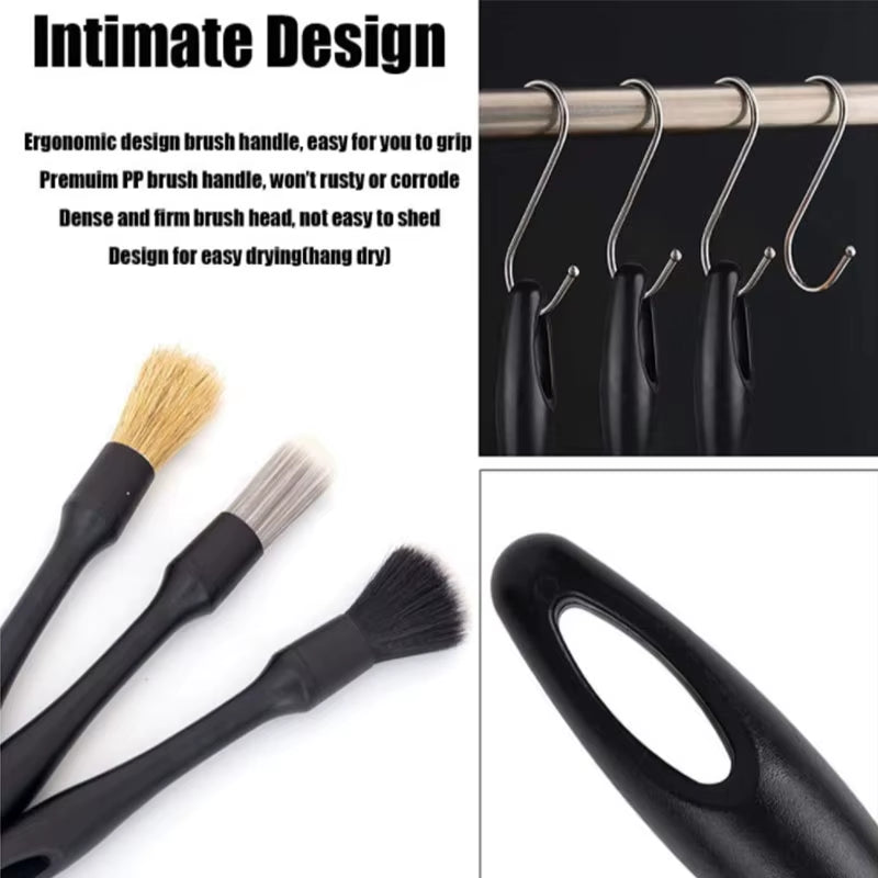 5/3 Sets of Car Wash Soft Brush Details Family Car Dual-Purpose Small Brush Car Interior Gap Multi-Function Outlet Cleaning Tool