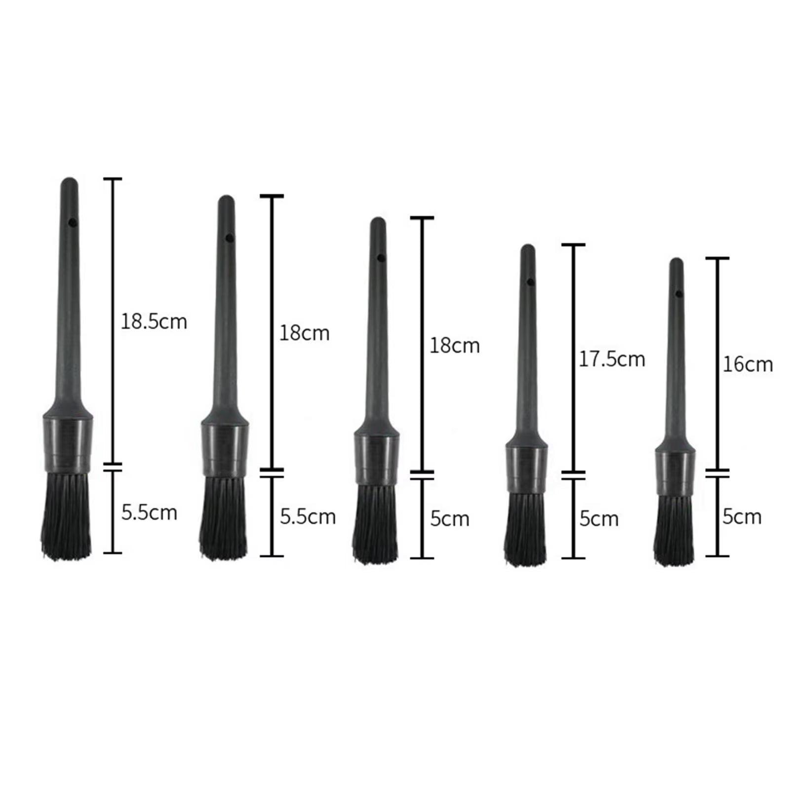 1/5X Car Detail Cleaning Brush Car Detailing Brush Set 5 Sizes for Cleaning Car Interior Air Vent Automotive Brushes Kit Black