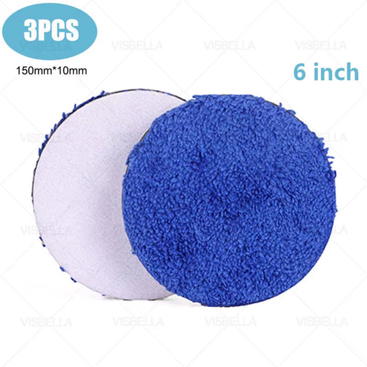 3/6PCS Car Polishing Pad 150Mm Microfiber Pad Self-Adhesion Automotive Waxing Polishing Disc Sponge Polishing Quickly Wipe Wax